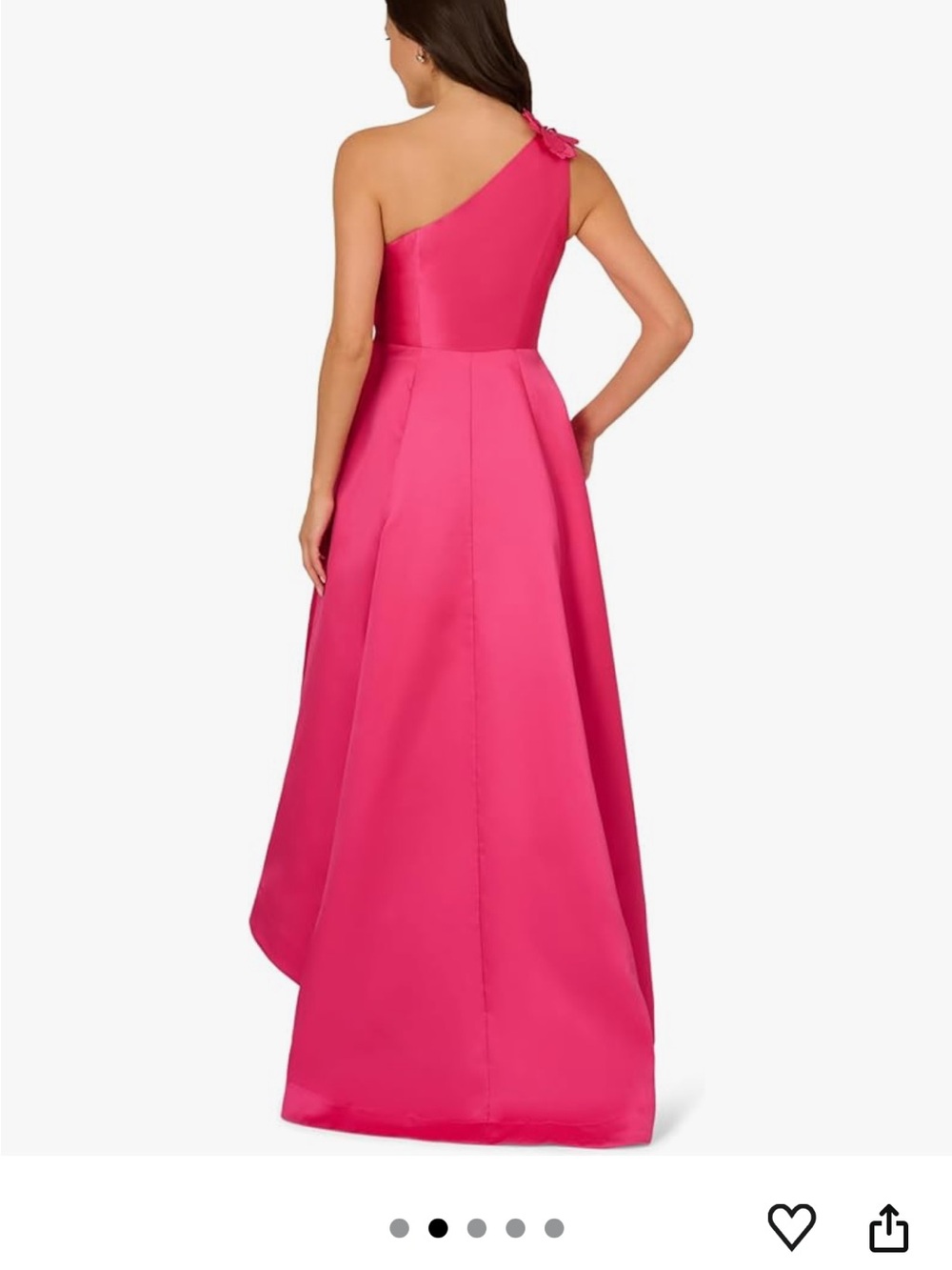 Adrianna Papell One-Shoulder Fuchsia High-Low Satin Dress - Picture 2 of 4